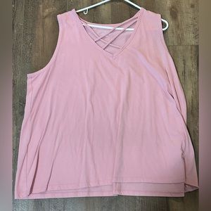 Lane Bryant v-neck tank with cross cross pattern